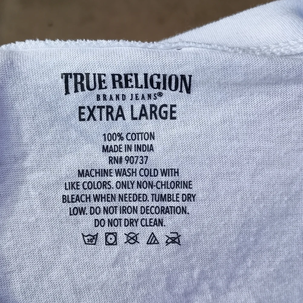True Religion White T-Shirt with Black Logo_XL